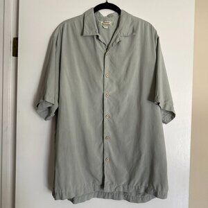 Tommy Bahama Men's 100% Silk Short Sleeved Button Up Front Shirt - Medium Vntg